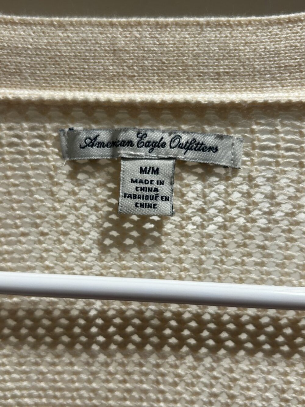 White Three Quarter Sleeve Zip Sweater with Grommets - Picture 2 of 6